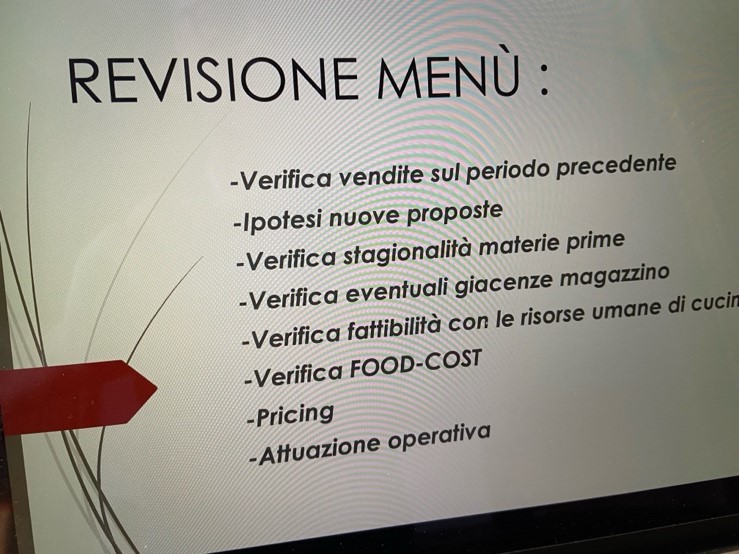 descrizione di come si effettua la revisione di un menu